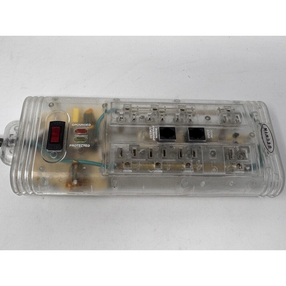 Belkin 8 Outlet Surge Master II 2 Suppressor Clear Transparent F5C695TEL